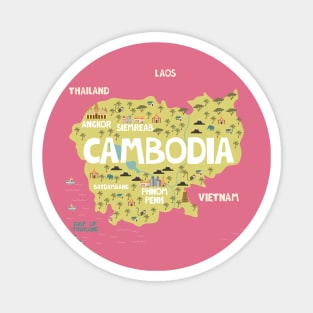 Cambodia illustrated map Magnet